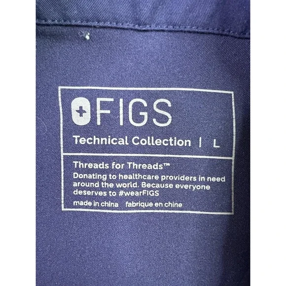 FIGS Polo Shirt Mens Large Blue Technical Collection Scrub Zip Pocket M21SW1005 - Picture 5 of 10